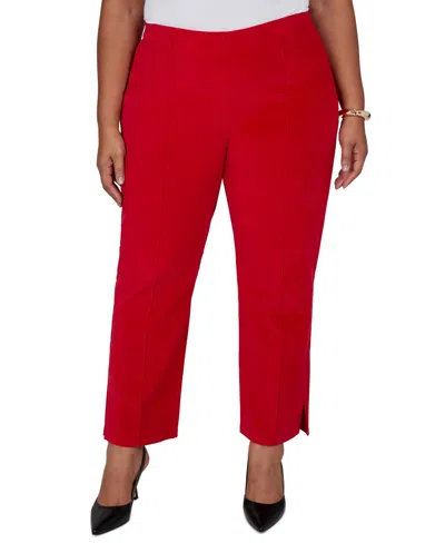 Ruby Rd. Plus Size Pull-on Velvet Ankle Pants In Red