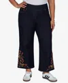 Ruby Rd. Plus Size Pull-on Wide-leg Embroidered Jeans In Blue
