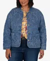 Ruby Rd. Plus Size Quilted Floral Denim Jacket In Blue