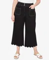 Ruby Rd. Plus Size Scallop Hem Contrast Stitch Ankle Jeans In Multi