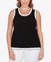 Ruby Rd. Plus Size Scallop Trim Tank Sweater In Black