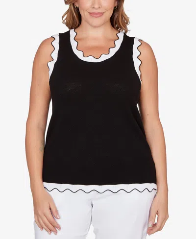 Ruby Rd. Plus Size Scallop Trim Tank Sweater In Black