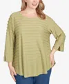 Ruby Rd. Plus Size Scalloped Jacquard Knit Top In Green