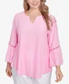 Ruby Rd. Plus Size Scoop Neck Clip Dot Texture Solid Top