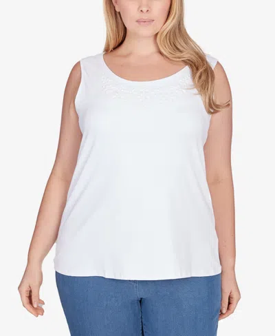 Ruby Rd. Plus Size Scoop Neck Sleeveless Top In White