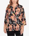 Ruby Rd. Plus Size Shirt Collar Floral Paisley Button Front Top In Multi