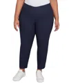 Ruby Rd. Plus Size Silk Tech Pull-on Ankle Straight-leg Pants In Blue