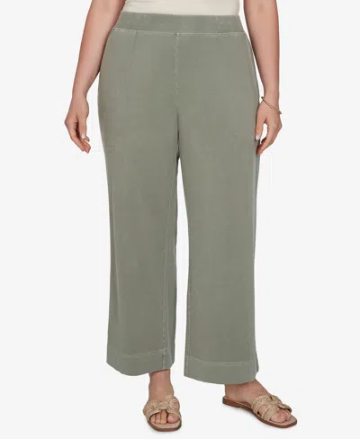 Ruby Rd. Plus Size Snow Wash Elastic Waist Pants In Green