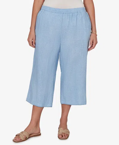 Ruby Rd. Plus Size Snow Washed Gauze Pull-on Capri Pants In Blue