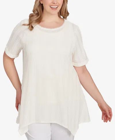 Ruby Rd. Plus Size Solid Crinkle Knit Top