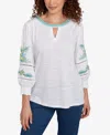 Ruby Rd. Plus Size Solid Embroidered Textured Knit Top