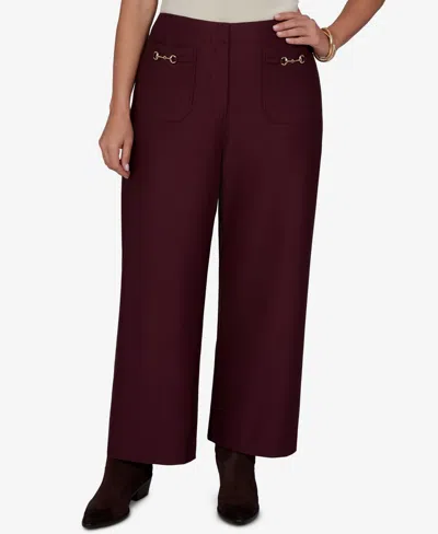 Ruby Rd. Plus Size Solid Pique Wide-leg Pull-on Pants In Burgundy