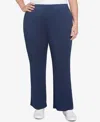 Ruby Rd. Plus Size Solid Scuba Knit Pleated Pant In True Navy