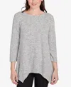 Ruby Rd. Plus Size Solid Spliced Cozy Knit Top In Gray