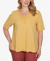 Ruby Rd. Plus Size Soutache V-neck Knit Top In Orange