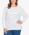 Ruby Rd. Plus Size Speckled Chenille Eyelash Sweater In White