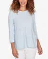 Ruby Rd. Plus Size Speckled Heather Rib Knit Top In Blue