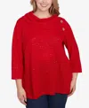 Ruby Rd. Plus Size Split Cowl Neck Sequin Knit Top In Lipstick
