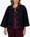 Ruby Rd. Plus Size Stretch 3/4-sleeve Denim Jacket In Black