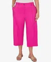 Ruby Rd. Plus Size Stretch Linen Wide-leg Fly-front Capri Pants In Pink