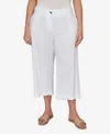 Ruby Rd. Plus Size Stretch Linen Wide-leg Fly-front Capri Pants In White