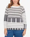 Ruby Rd. Plus Size Striped Feather Eyelash Sweater In Multi