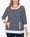Ruby Rd. Plus Size Striped Popover Pocket Top In Multi