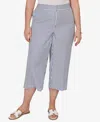Ruby Rd. Plus Size Striped Seersucker Fly-front Capri Pants In Blue