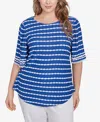 Ruby Rd. Plus Size Tapered Stripe Textured Crew Neck Top