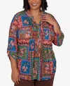 Ruby Rd. Plus Size Tapestry Floral 3/4-sleeve Blouse In Multi