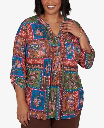 Ruby Rd. Plus Size Tapestry Floral 3/4-sleeve Blouse In Multi
