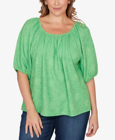 Ruby Rd. Plus Size Textured Convertible Knit Top In Green