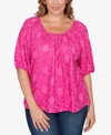Ruby Rd. Plus Size Textured Convertible Knit Top In Pink