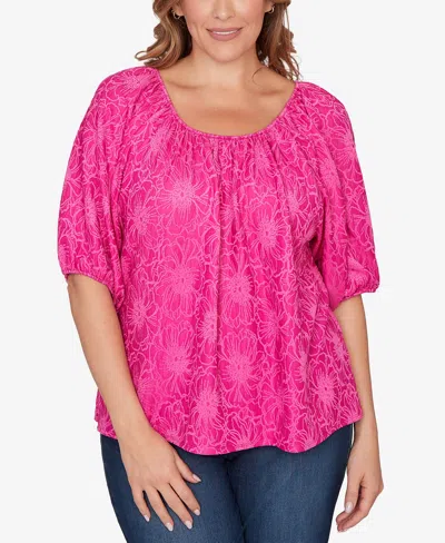 Ruby Rd. Plus Size Textured Convertible Knit Top In Pink