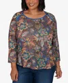 Ruby Rd. Plus Size Textured Floral Print Knit Top In Multi