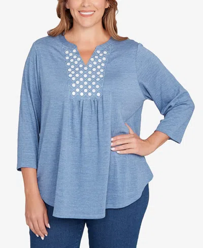 Ruby Rd. Plus Size Textured Knit Embellished Top In Purple