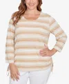 Ruby Rd. Plus Size Textured Stripe Drawstring Top