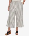 Ruby Rd. Plus Size Textured Stripe Elastic Waist Cropped Pants In Multi