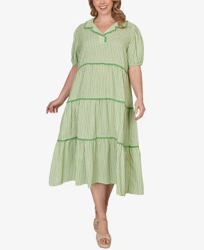 Ruby Rd. Plus Size Textured Stripe Tiered Maxi Dress