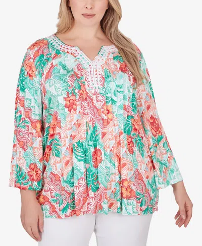 Ruby Rd. Plus Size Tropical Island Top In Punch Multi
