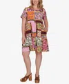 Ruby Rd. Plus Size Tropical Patchwork Pocket Dress In Multi