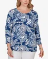 Ruby Rd. Plus Size Tropical Patchwork Scoop Neck Knit Top