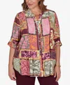 Ruby Rd. Plus Size Tropical Patchwork Voile Button Front Top In Multi