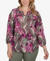Ruby Rd. Plus Size Tropical Print Knit Tassel Top In Multi