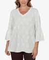 Ruby Rd. Plus Size V-neck Floral Bell-sleeve Blouse In White