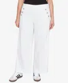 Ruby Rd. Plus Size Wide Leg Pull On White Sailor Jean In White