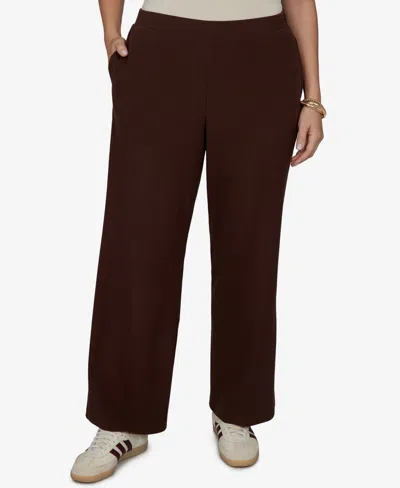 Ruby Rd. Plus Size Wide-leg Pull-on Ribbed Pants In Burgundy