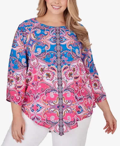 Ruby Rd. Plus Size Woven Paisley Top In Raspberry