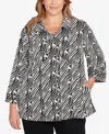 Ruby Rd. Plus Size Zebra Collared Knit Swing Jacket In Multi