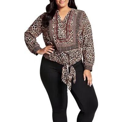Ruby Rd. Plus Womens Animal Print Rayon Blouse